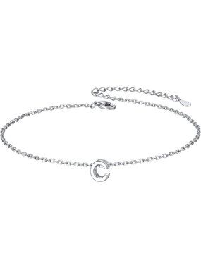Letter C Initial Bracelet 925 Sterling Silver Letter Bracelet Dainty